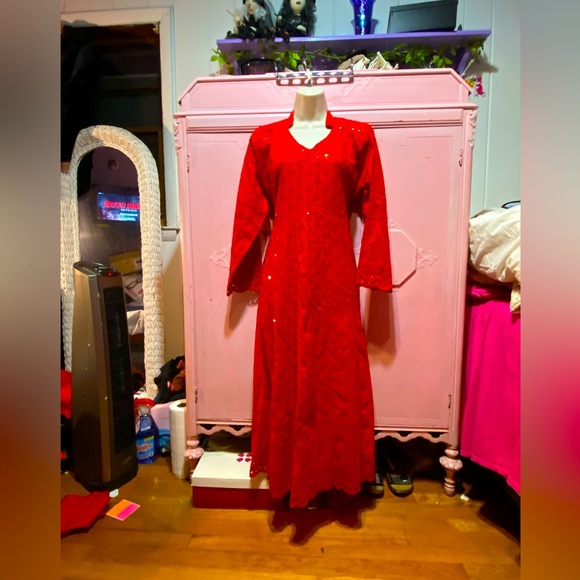 Dresses & Skirts - Brand new from India. Long red sequin dress US size 12